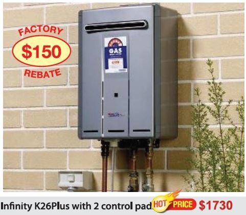 Rinnai Infinity K26Plus Hot Water System with 2 Control Pods